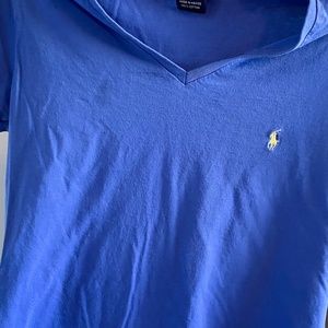 Bright blue short sleeve v-neck t-shirt